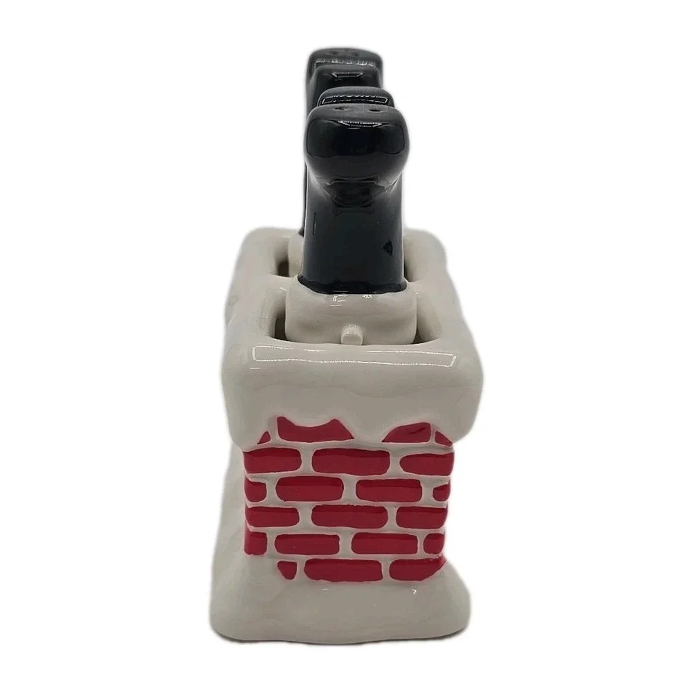 Dept 56 Ceramic Christmas Santa in Chimney Salt & Pepper Shaker Set for Holidays